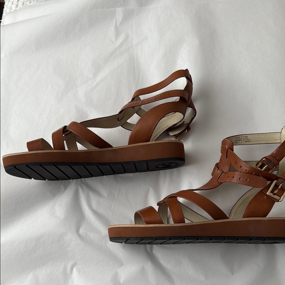 MICHAEL Michael Kors Brown/Tan Leather Women's Gladiator Sandals - Size 8M - Picture 3 of 5